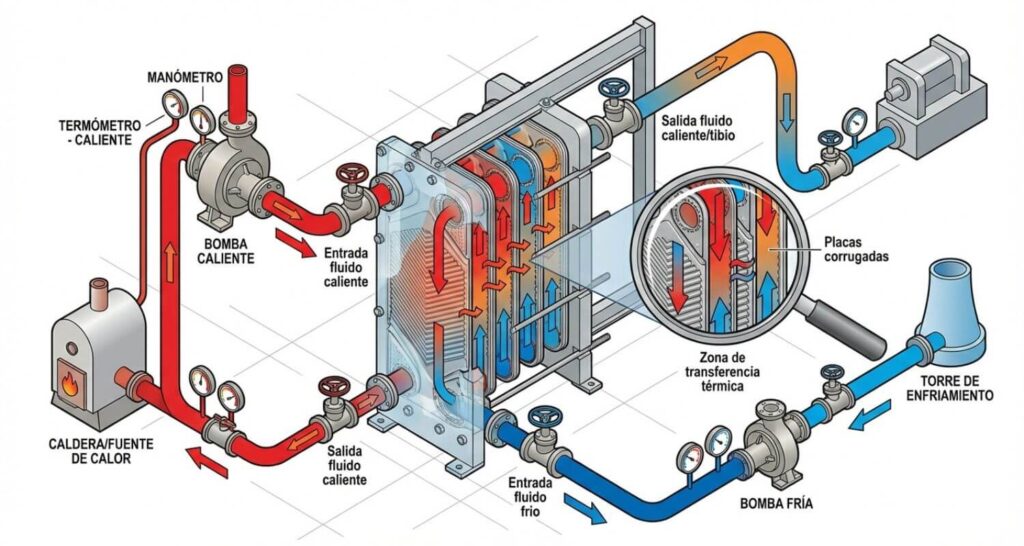 diagram of the installation of a heat exchanger system