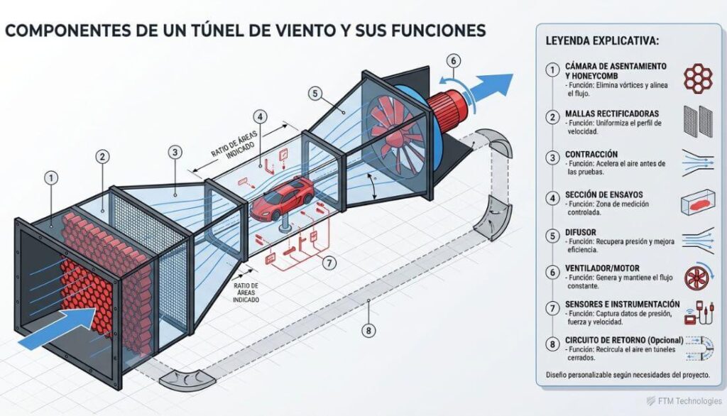 partes de un tunel de viento