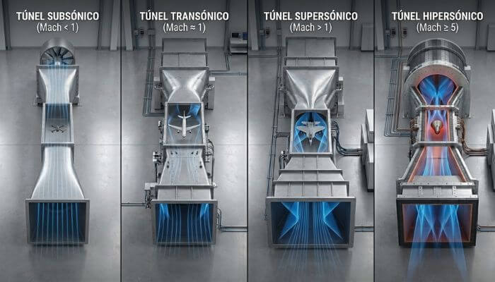 Wind tunnels by velocity regime: subsonic, transonic, supersonic, hypersonic