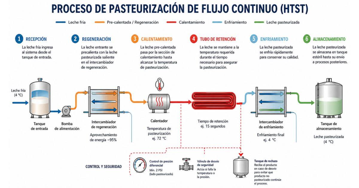 diagrama del proceso de pasteurizacion de lacteos